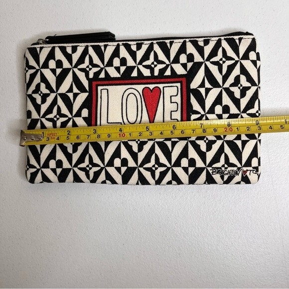Brighton Jewelry Makeup Heavy Canvas Zipper Top LOVE Pouch Bag 9 X 5.5 Hearts - Picture 6 of 8